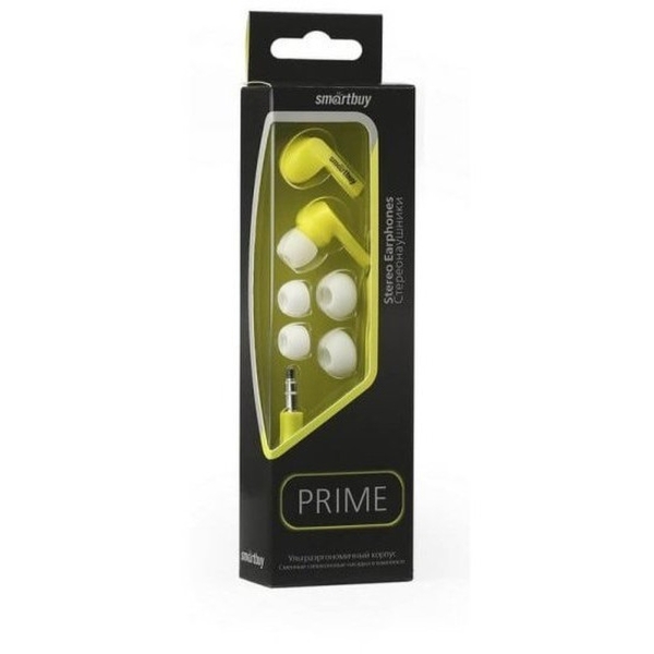 Наушники Smartbuy SBE-160 PRIME, желтые, вакуумные, шнур 1,2 м. (1/40)