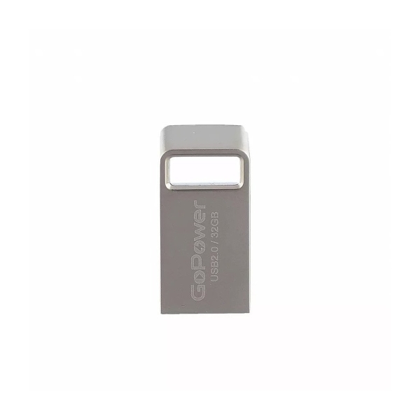 Флеш-накопитель GoPower MINI 32GB USB2.0 металл серебряный (1/50/1000)
