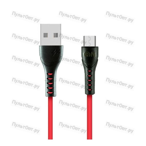 Кабель USB - микро USB FaisON HX21, 1.0м, круглый, 2.1A, силикон, QC3.0, красный, чёрная встав
