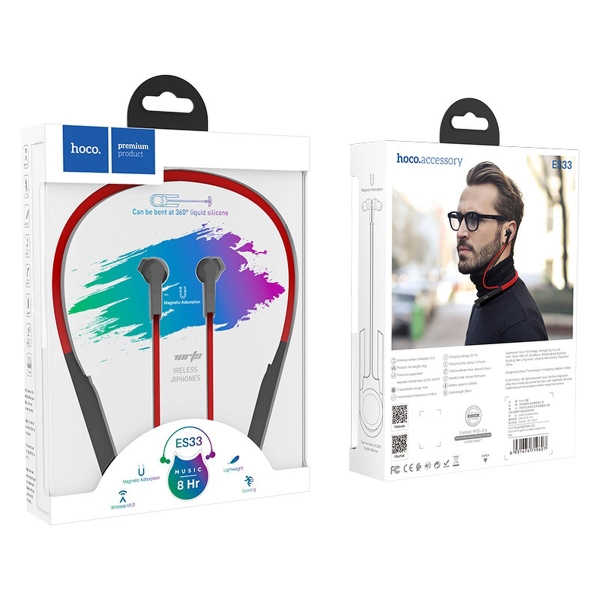 Наушники внутриканальные Hoco ES33, Mirth, bluetooth, красный