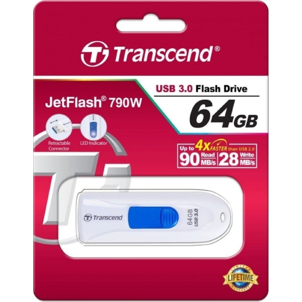 USB 3.0 64GB Transcend JetFlash 790 белый