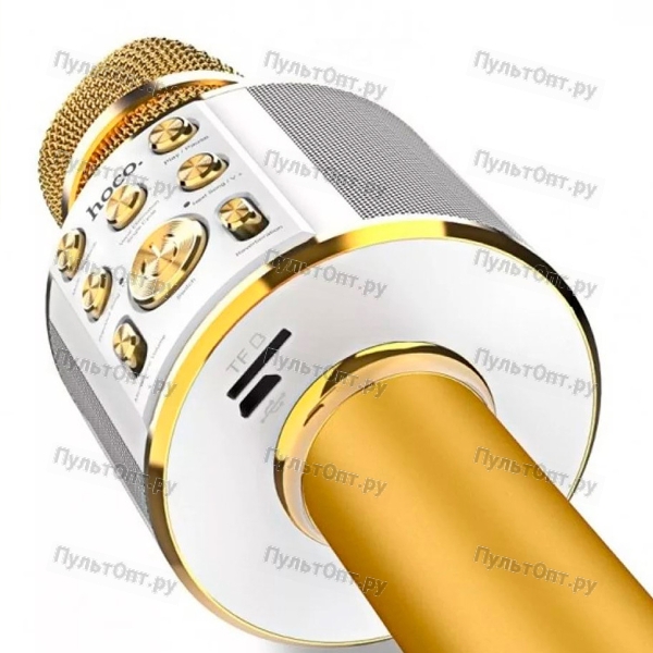 Микрофон Hoco BK3 динамический 72 дБ bluetooth 4.2 microSD золотой