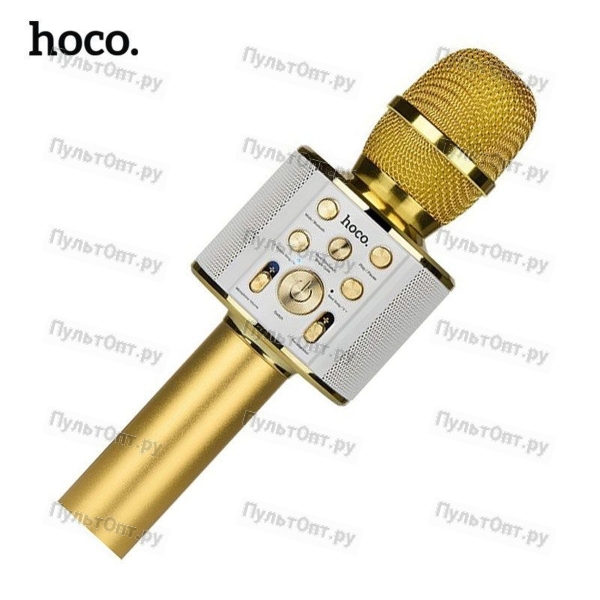 Микрофон Hoco BK3 динамический 72 дБ bluetooth 4.2 microSD золотой
