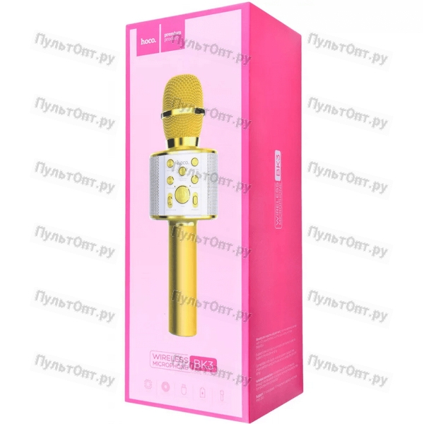 Микрофон Hoco BK3 динамический 72 дБ bluetooth 4.2 microSD золотой