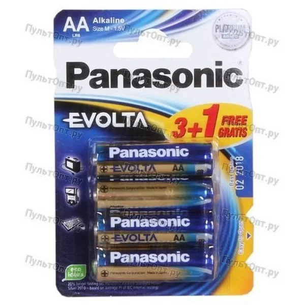 Эл. пит. AA alkaline BL4 Panasonic Evolta (48)