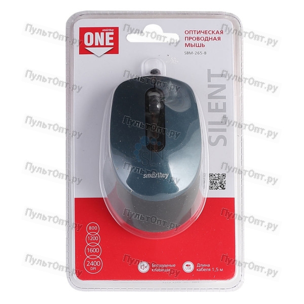 Мышь проводная Smartbuy 265 ONE классическая USB бесшумная синий