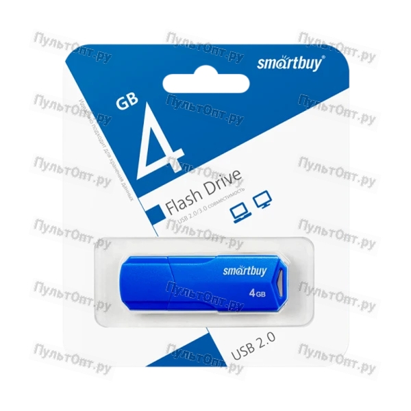 Флеш-накопитель Smartbuy Clue 4GB USB2.0 пластик синий