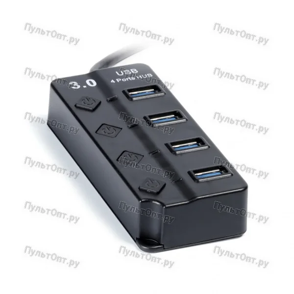 USB-Хаб Smartbuy 7324 4USB USB3.0 с выключателем черный (1/100)