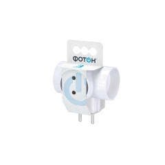 Разветвитель Фотон АМ 6-3Т 3 розетки 6A Б/З белый (1/20/120)