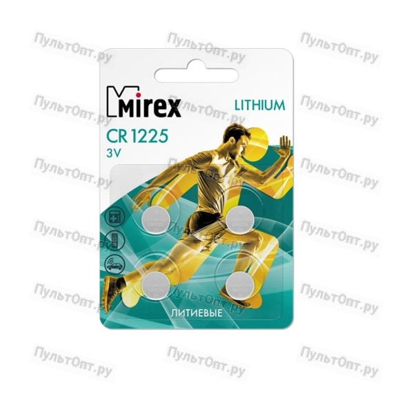 Эл. пит. Mirex CR1225 3V 4 шт (4/216/648), ecopack