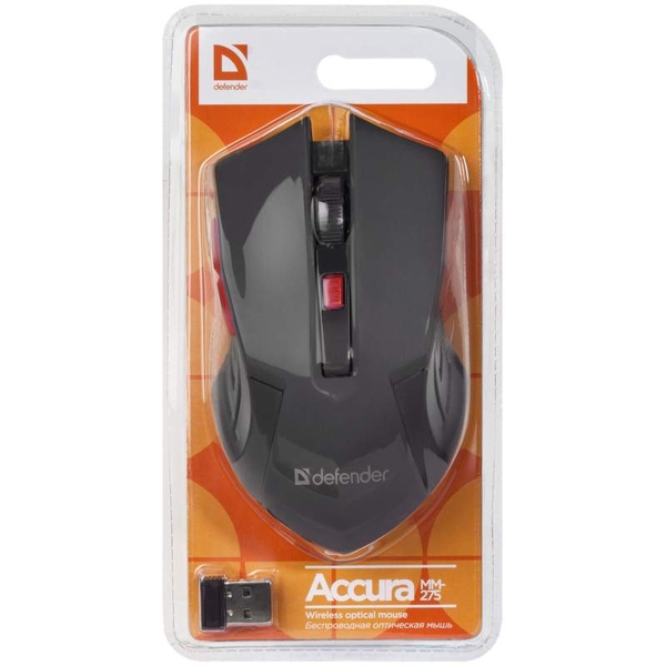 Мышь беспроводная Defender MM-275 Accura классическая USB черный
