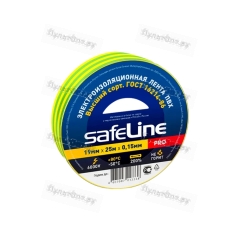 Изолента Safeline 19мм*25м ПВХ желтый зеленый (10/160)