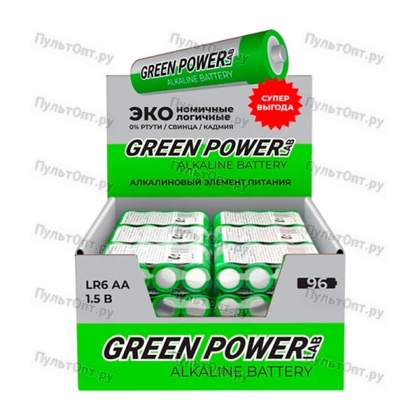 Батарейка GREEN POWERlab LR6 AA БОКС96 Щелочная 1.5V (96/384)