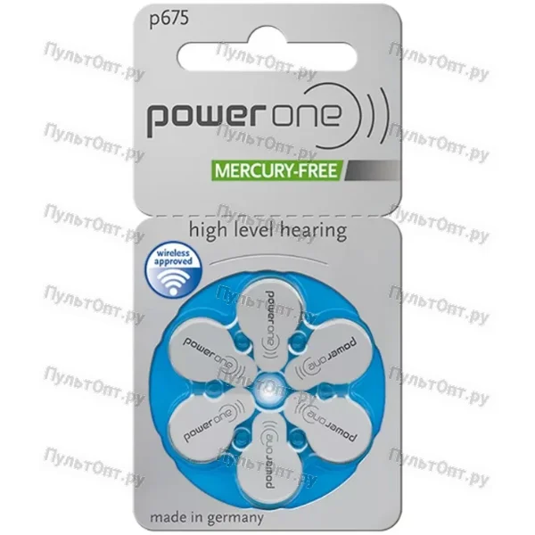 Эл. пит. ZA675 Zinc Air BL6 PowerOne (60)