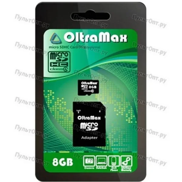 MicroSD 8GB OltraMax Class 4 + SD адаптер