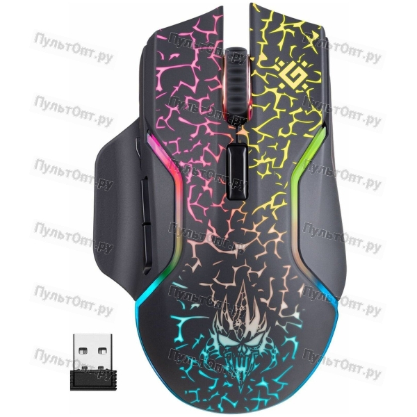 Беспроводная игровая мышь Defender Oneshot GM-067 черный,LED,7D,300 мАч, 3200dpi (1/60)