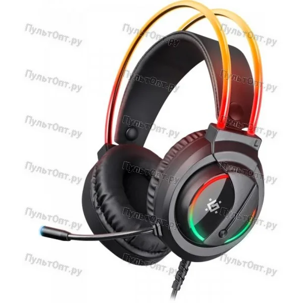 Игровая гарнитура Flame Defender черный, RGB, провод 2 м