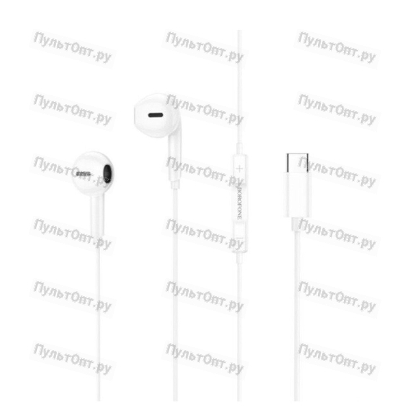 Наушники внутриканальные Borofone BM71, Light song, Jack 3.5мм, 1.2 м, цвет: белый (1/76/304)