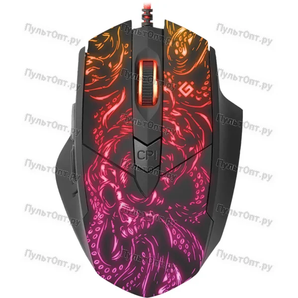 Мышь проводная Defender GM-650L Titan игровая USB RGB красный
