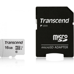 MicroSD 16GB Transcend 300S UHS-I U1 + SD адаптер