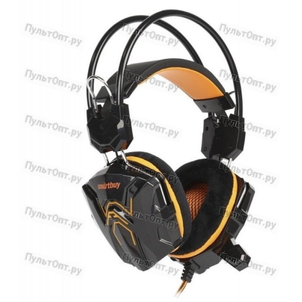 Гарнитура Smartbuy SBHG-1100 RUSH SNAKE, черная/оранжевая, игровая, велюровые амбушюры, шнур 2,2 м.