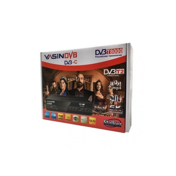 Приставка для цифрового ТВ YASIN DVB T8000 DVB-T/T2 металл черный (1/60)