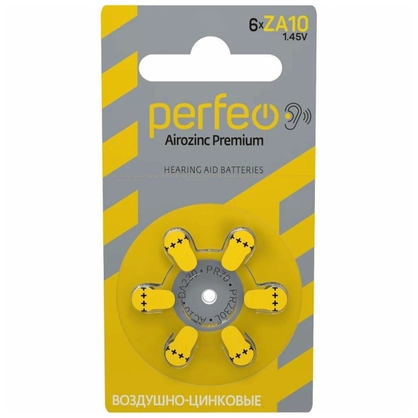 Элемент питания Perfeo ZA10/6BL Airozinc Premium (6/60/600)