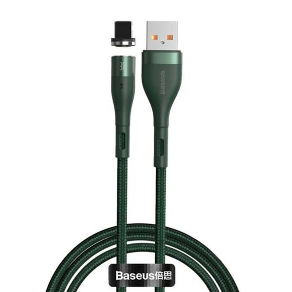 Кабель USB - 8 pin Baseus CALXC-K06 Zinc Magnetic, 1.0м, круглый, 2.4A, нейлон, цвет: зелёный (1/100