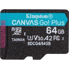 MicroSD 64GB Kingston Class 10 Canvas Go Plus A2 U3 V30 (200 Mb/s) без адаптера
