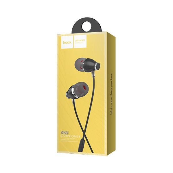 Наушники внутриканальные Hoco M28, Ariose, микрофон, кнопка ответа, кабель 1.2м, чёрный (1/18/