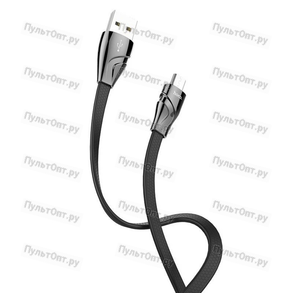 Кабель USB - Type-C Hoco U57 Twisting, 1.2м, плоский, 3A, силикон (чёрный)