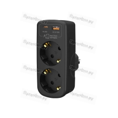 Разветвитель Фотон AM 16-2E-USB/A1C1-QC 2р.С/З 16A PD,QC черный (1/6/72)