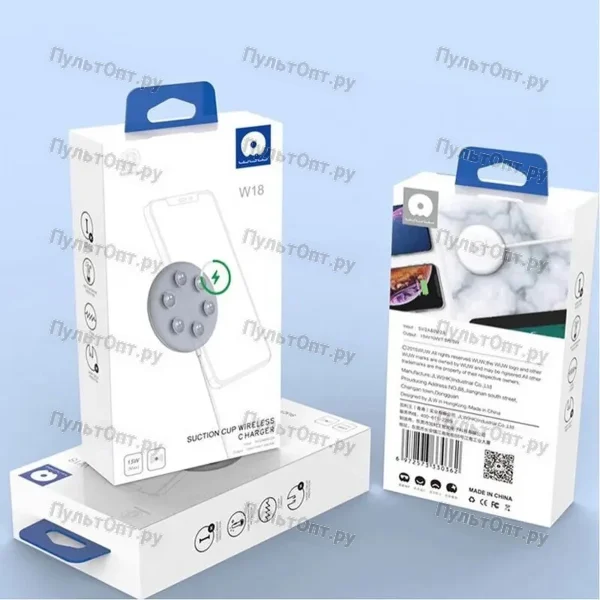 Беспроводное зарядное устройство WUW W18 suction cup wireless charger (белое)
