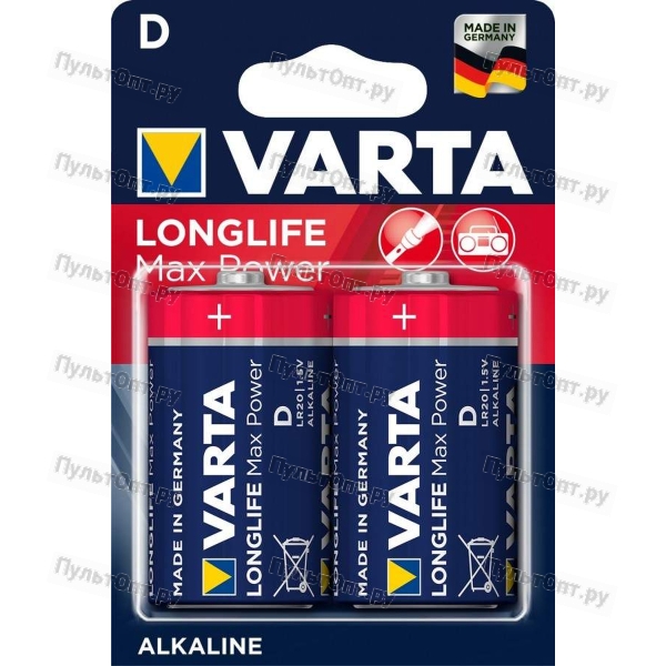Эл. пит. D alkaline BL2 Varta LONGLIFE MAX POWER (MAX TECH) (4720) (20)