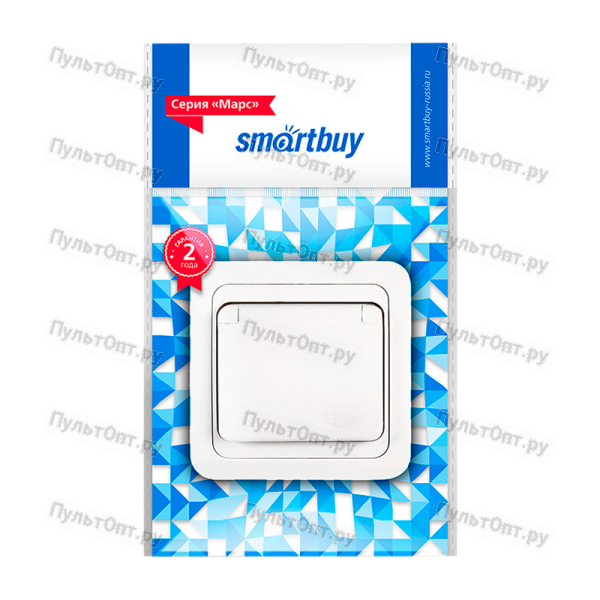 Розетка Smartbuy "Марс" 1гн. 16A С/З керамика с крышкой белый