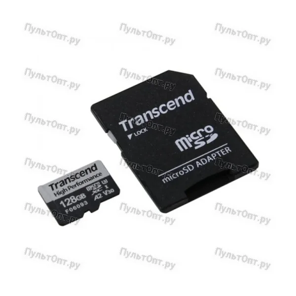 MicroSD 128GB Transcend 330S A2 V30 UHS-I U3 +SD адаптер