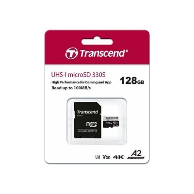 MicroSD 128GB Transcend 330S A2 V30 UHS-I U3 +SD адаптер