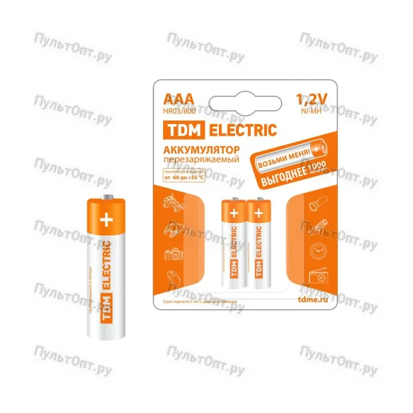 Аккумулятор AAA Ni-MH BL2 TDM 1000 mAh