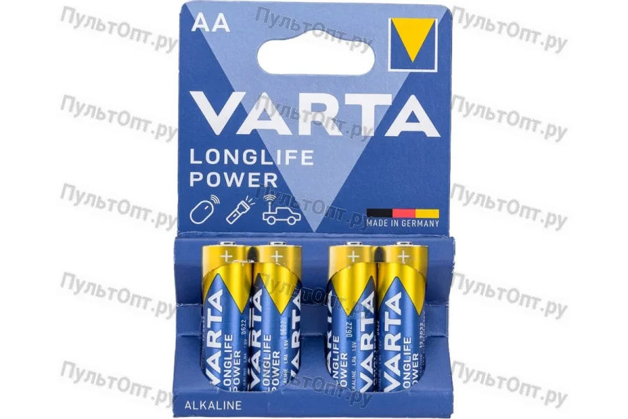 Эл. пит. AA alkaline BL4 Varta LONGLIFE POWER (80)