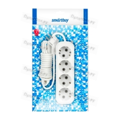 Удлинитель Smartbuy 4р.С/З 16A 2.0м ПВС белый (1/40)