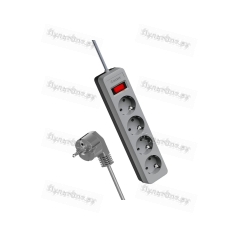 Сетевой фильтр Космос 4р.С/З 10A 1.5м ПВС 3x0.75мм? с выкл. серый (1/20)
