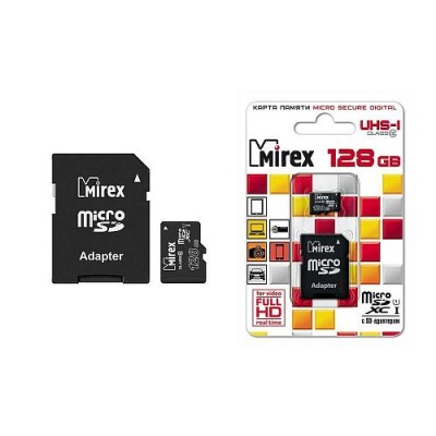 MicroSD 128GB Mirex Class 10 UHS-I + SD адаптер