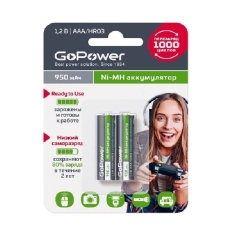 Аккумулятор AAA предзаряженный RTU NI-MH BL2 GoPower 950mAh (20)