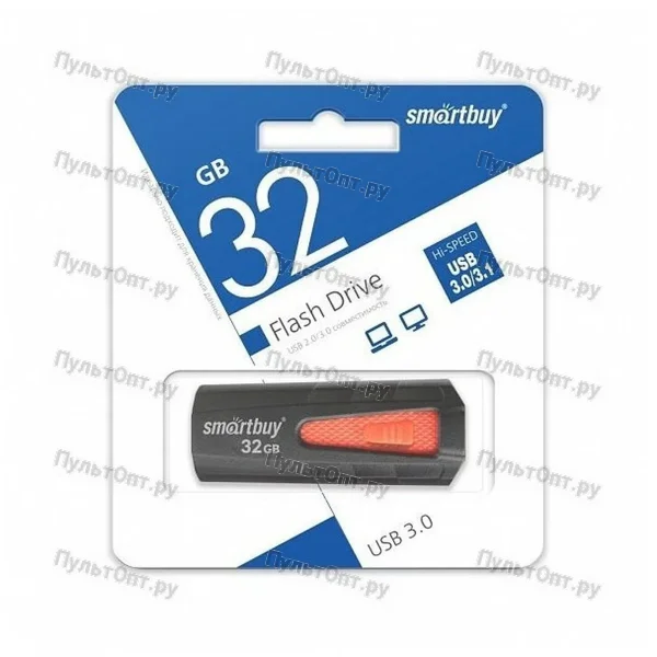 USB 3.0 32GB Smartbuy Iron чёрный/красный