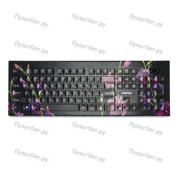 Клавиатура Smartbuy 223 USB Flowers, проводная, мультимедийная с принтом