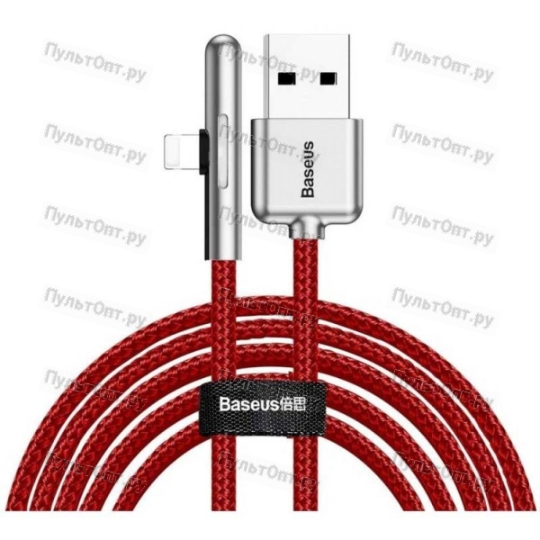 Кабель USB - 8 pin Baseus Iridescent, 2.0м, круглый, 1.5A, нейлон, светящийся, цвет: красный (1/100)