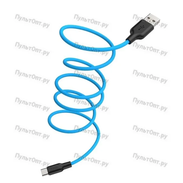 Кабель USB - 8 pin Hoco X21 Plus Silicone (черно-синий)