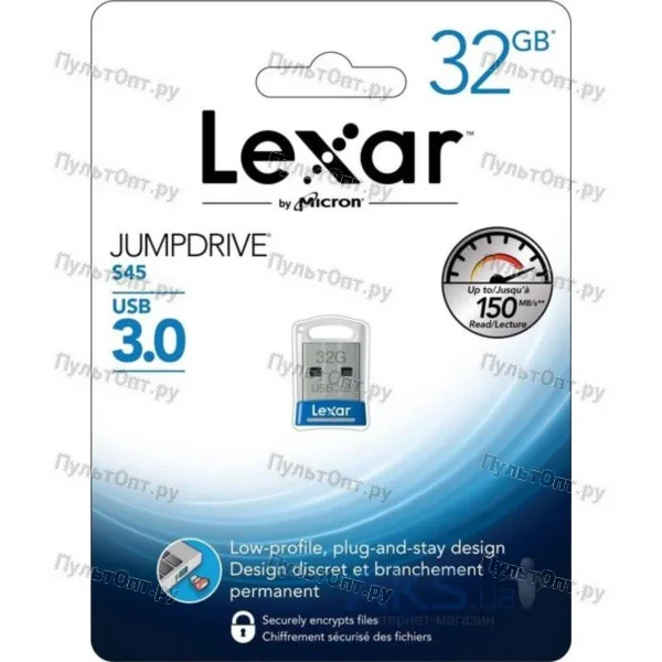 USB 3.0 32GB Lexar JumpDrive S45 mini синий