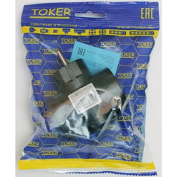 Тройник TOKER 3Т черный индивидуальная упаковка (50)
