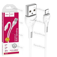 Кабель USB - Apple 8 pin Hoco X37 Cool power, 1.0м, круглый, 2.4A, силикон, белый